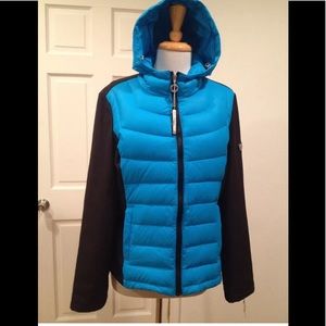 Calvin Klein mixed media down jacket black blue L
